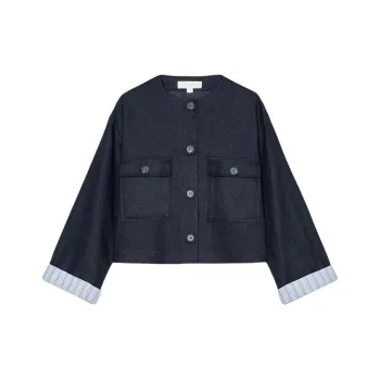 ZARA Cropped Coats Women's Sea Blue