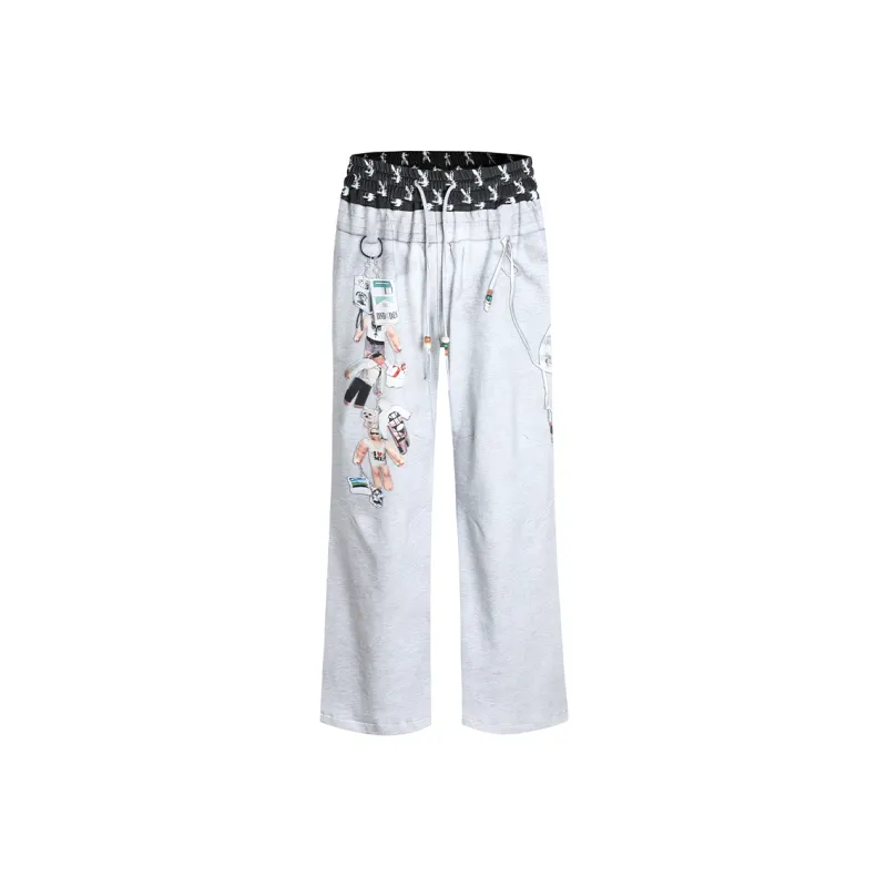 DND4DES Casual Pants Unisex Light Gray-0