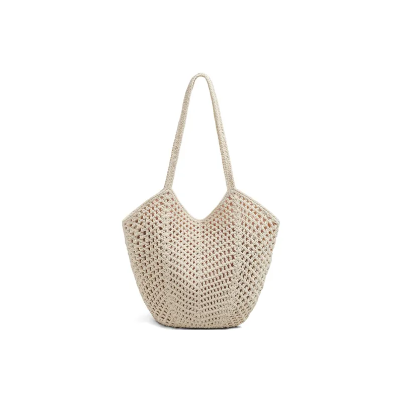 C°BANNER Fabric Tote Bag, Shoulder Bag Medium Size Women's Ecru/Khaki-3