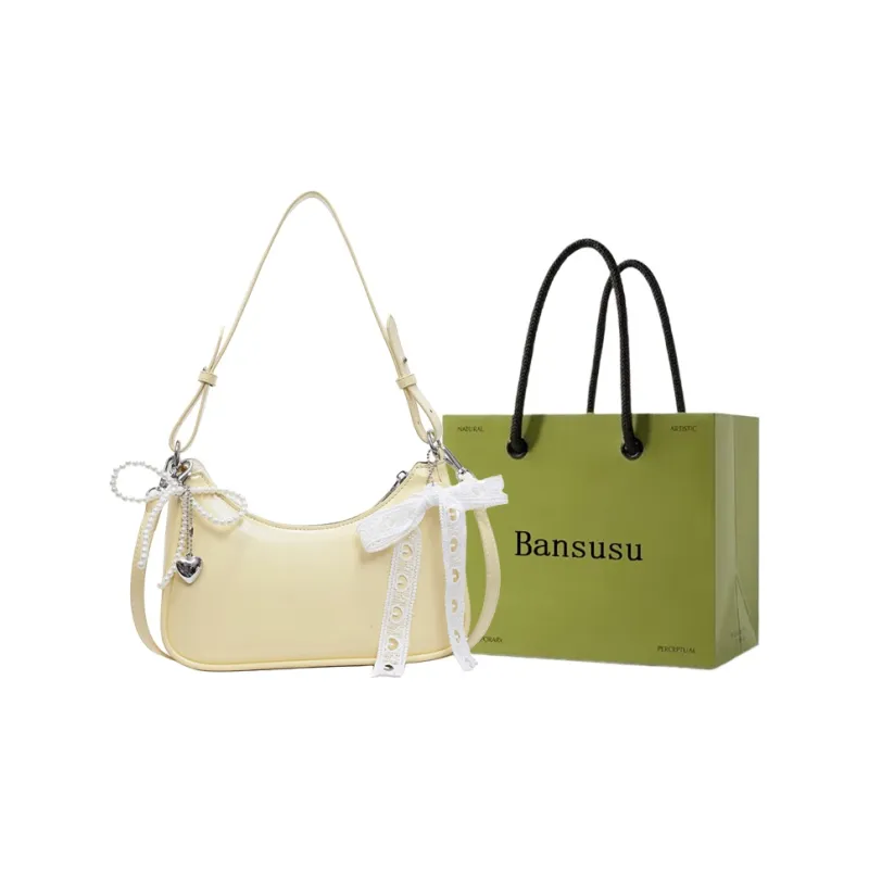 Bansusu PU Shoulder Bag Women's Ecru/Black/Pink/Yellow-12