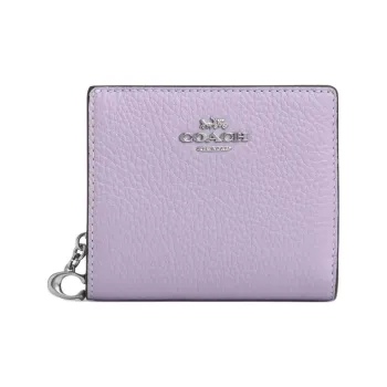 COACH Snap Wallet Leather Wallet Mini Women's Silver & Light Purple