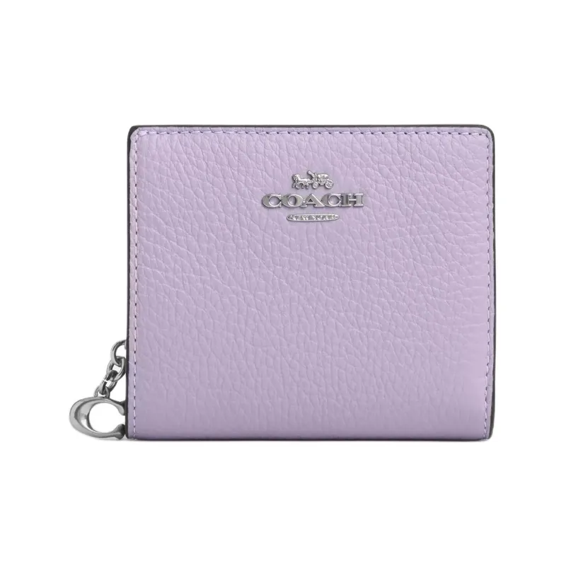 COACH Snap Wallet Leather Wallet Mini Women's Silver & Light Purple-0
