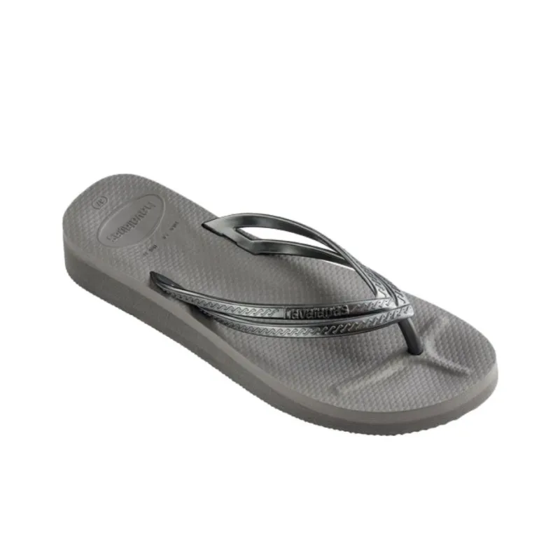 Havaianas Wedges Rubber Sole Abrasion Resistant Flip Flops Women's Gray-2