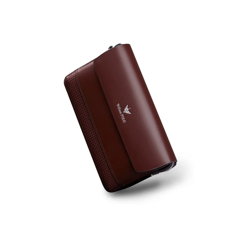 WilliamPOLO Split Cow Leather Money Clip, Wallet, Card Holder, Smartphone Passport Holder, Clutch Men's Black/Coffee-9