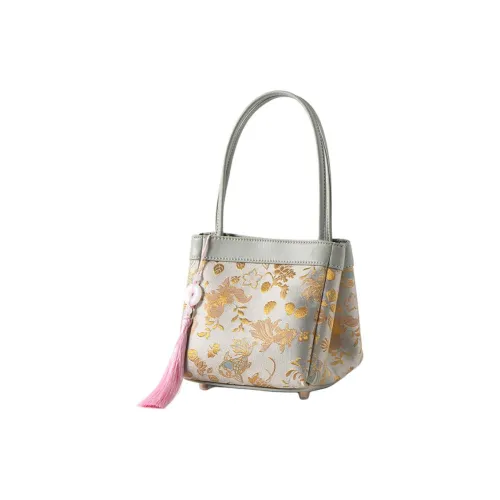 Shanghai Story Cow Leather+Mulberry Silk Handbag Women's Goldfish Seaweed