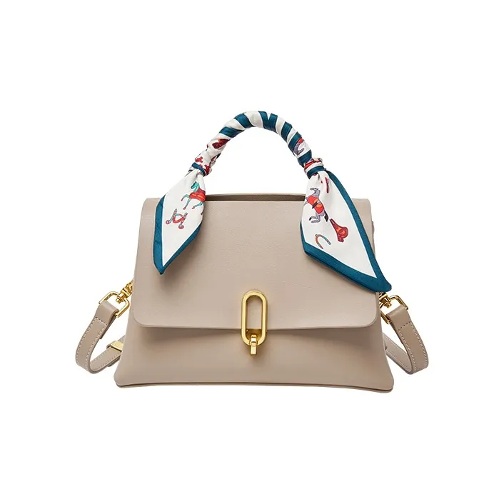 CNNCOO Cow Leather Shoulder Bag, Crossbody Bag, Handbag Women's Apricot/Red-5