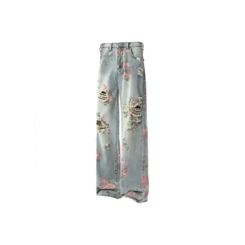 HOKLV Jeans Unisex Blue