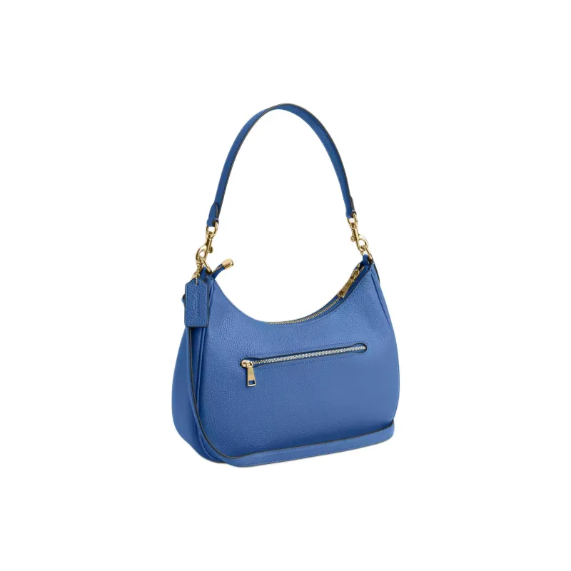 COACH Teri Pebble Leather Hobo Crossbody Bag, Shoulder Bag Tubas Women's Blue-1