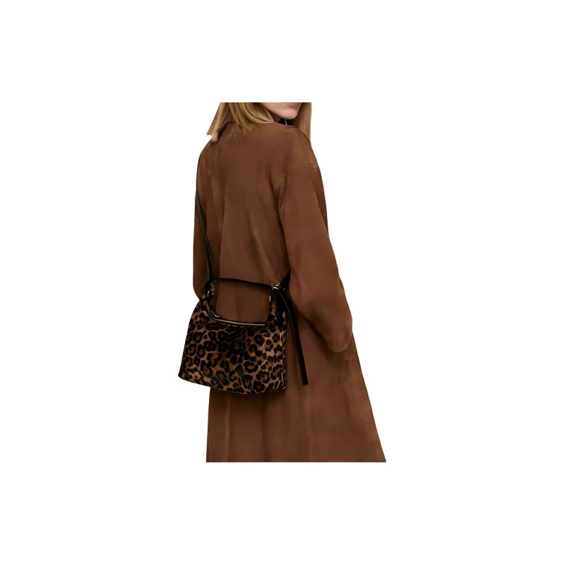 ARKET Cow Leather Shoulder Bag Crossbody Bag Handbag Medium Size Women's Brown & Black-3