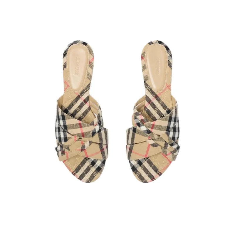 Burberry Slide Slippers Women's Beige-3