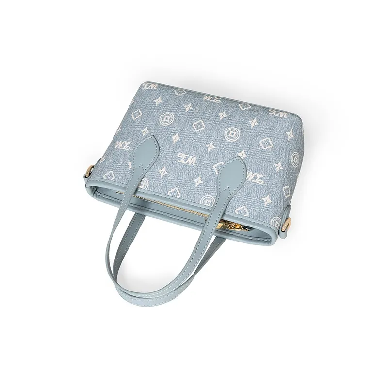 Teenmix PVC Basket Bag, Shoulder Bag, Crossbody Bag, Handbag Regular Women's Coffee/Ecru/Sky Blue-11