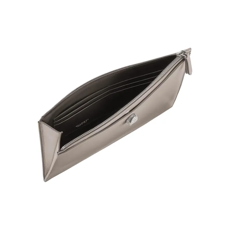 BVLGARI Serpenti Forever Cow Leather Clutch Women's Gray-3