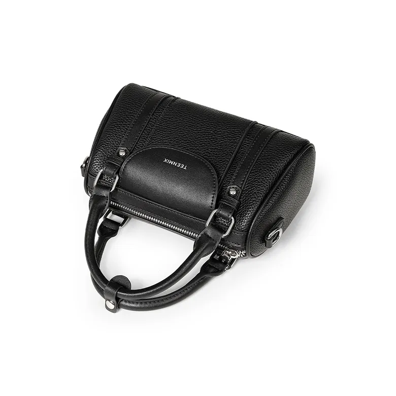 Teenmix Cow Leather With Synthetic Leather Shoulder Bag, Handbag Women's Black & Ecru & Brown-4