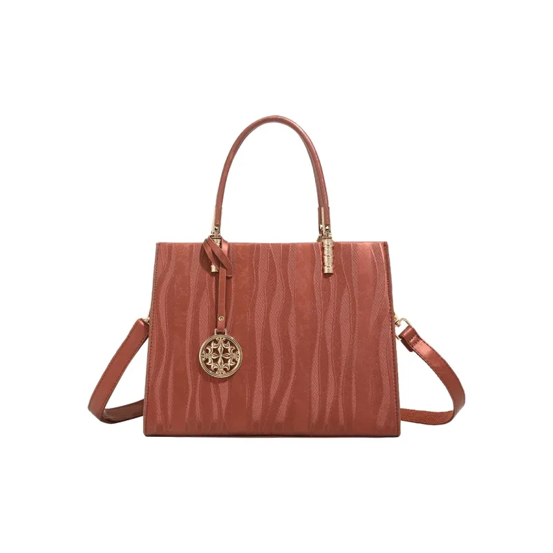 H YXIANG Microfiber Synthetic Leather Shoulder Bag, Crossbody Bag, Handbag Women's Brown Red-0
