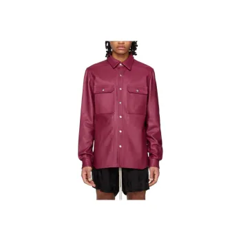 RICK OWENS/RO Leather Jacket Men's Dark Pink