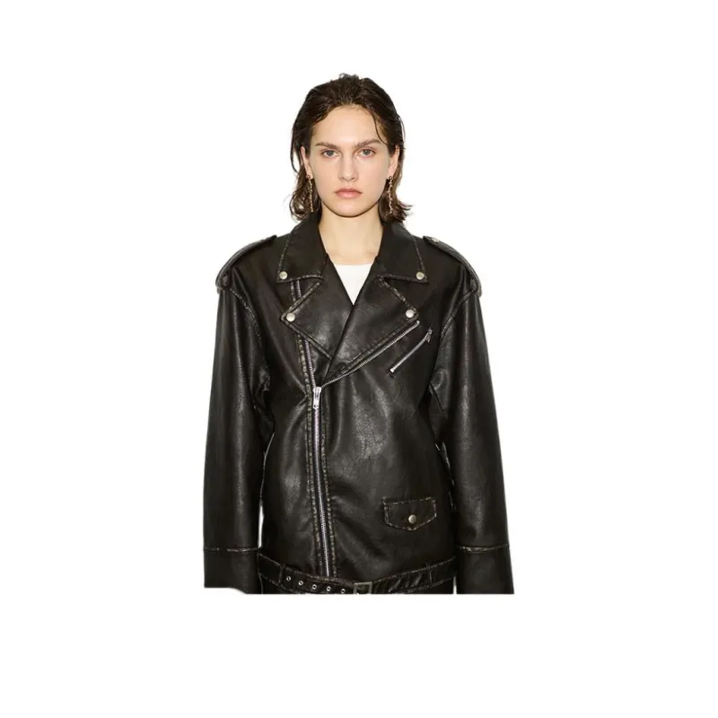 SLY Leather Jackets Women's Black 020-2