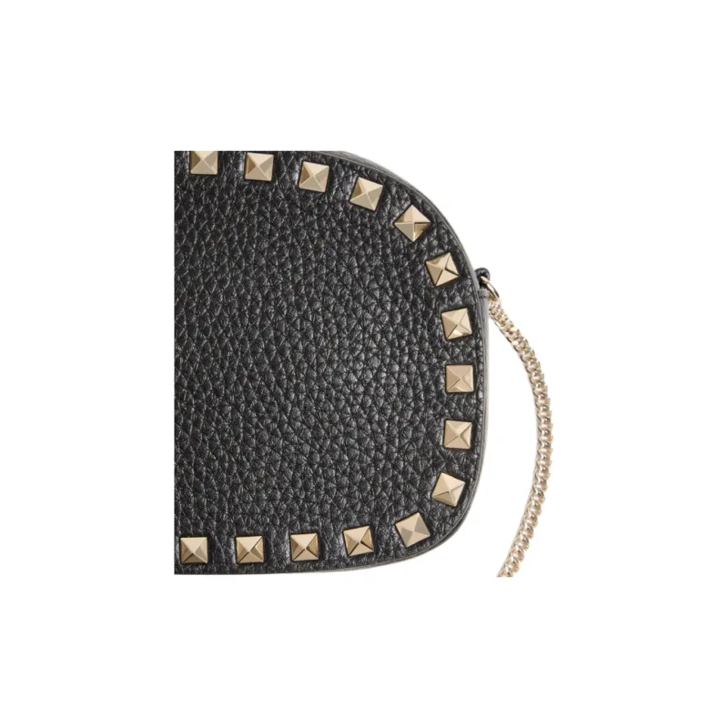 Valentino Cow Leather Shoulder Bag Mini Women's Black-5