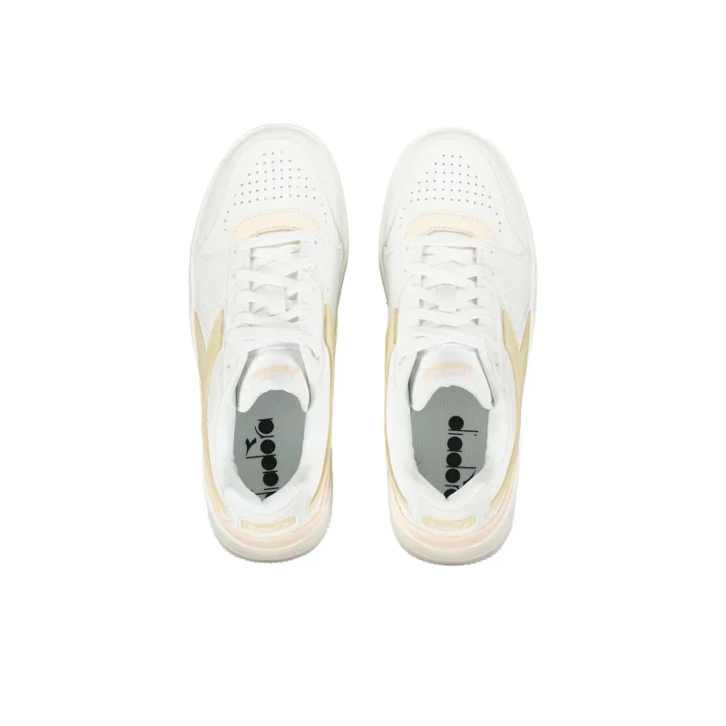 Diadora Anti Slip Wear Resistant Low Top Skateboard Shoes Women's White Yellow-2