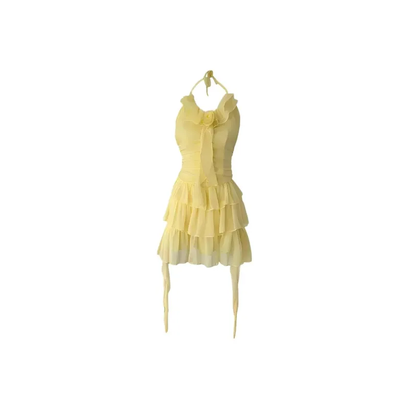XUANSHU Slip Dresses Women's Yellow-2