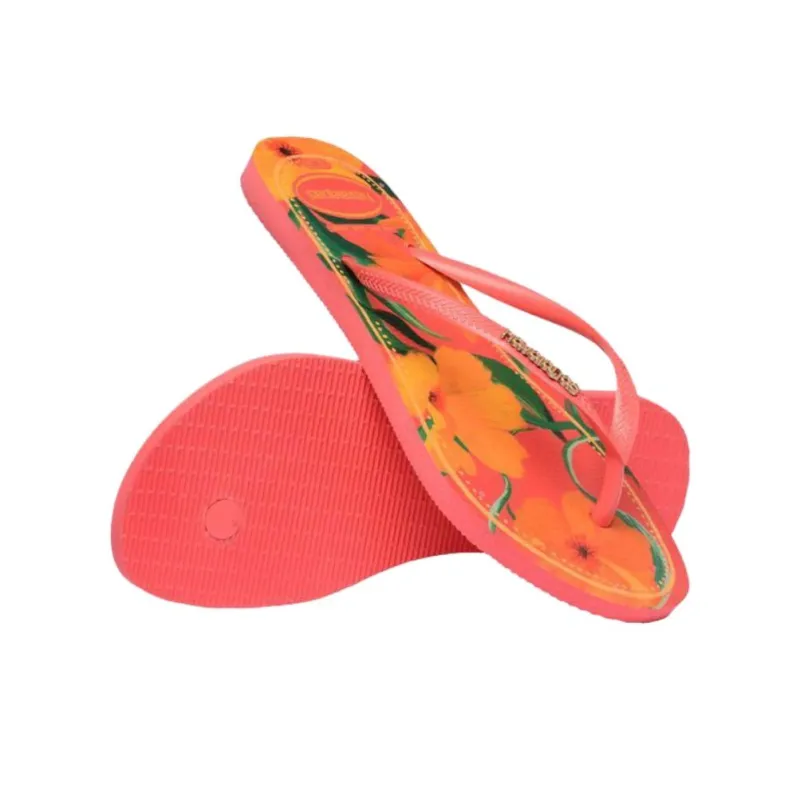 Havaianas Rubber Sole Abrasion Resistant Flip Flops Women's Orange-4