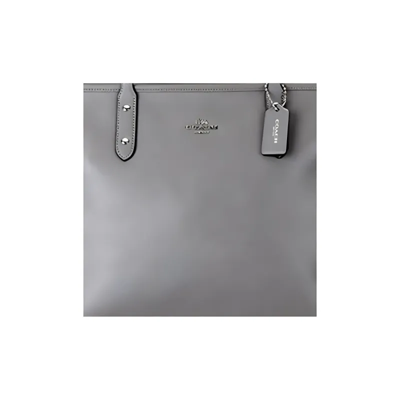 COACH City Zip Tote Cross Grain Leather With Canvas Tote Bag, Shopping Bag, Shoulder Bag Women's Gray-3
