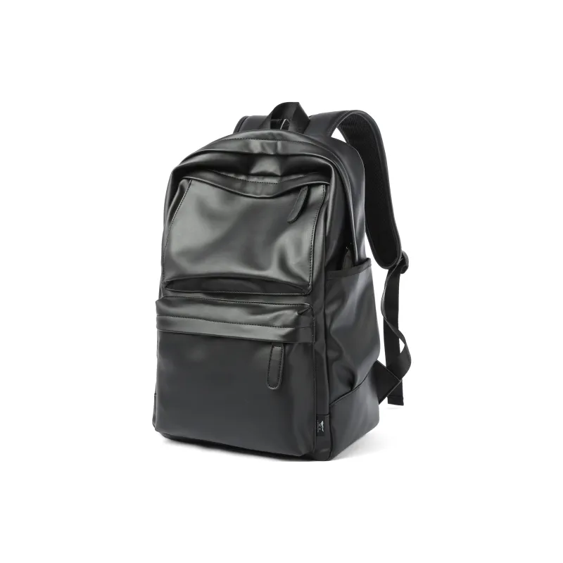 SEPTWOLVES Artificial Leather Backpack University Student Backpack Commute Travel Bag Women's QPL Men's Black-1