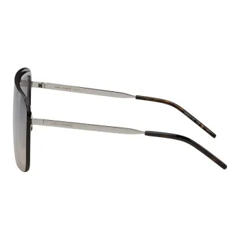 SAINT LAURENT Plastic Metal Irregular Shape Sunglasses Men's Transparent Tea Brown