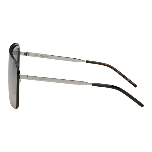 SAINT LAURENT Plastic Metal Irregular Shape Sunglasses Men's Transparent Tea Brown