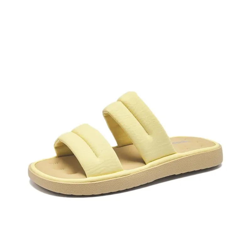 AGSDON Slide Slippers Women's Beige/Yellow/Blue-8