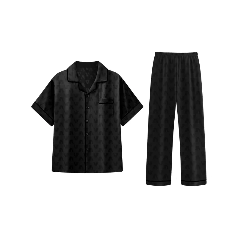 Qiao Ni Tong Pajama Set Summer Style Men's Starry Night Black-2