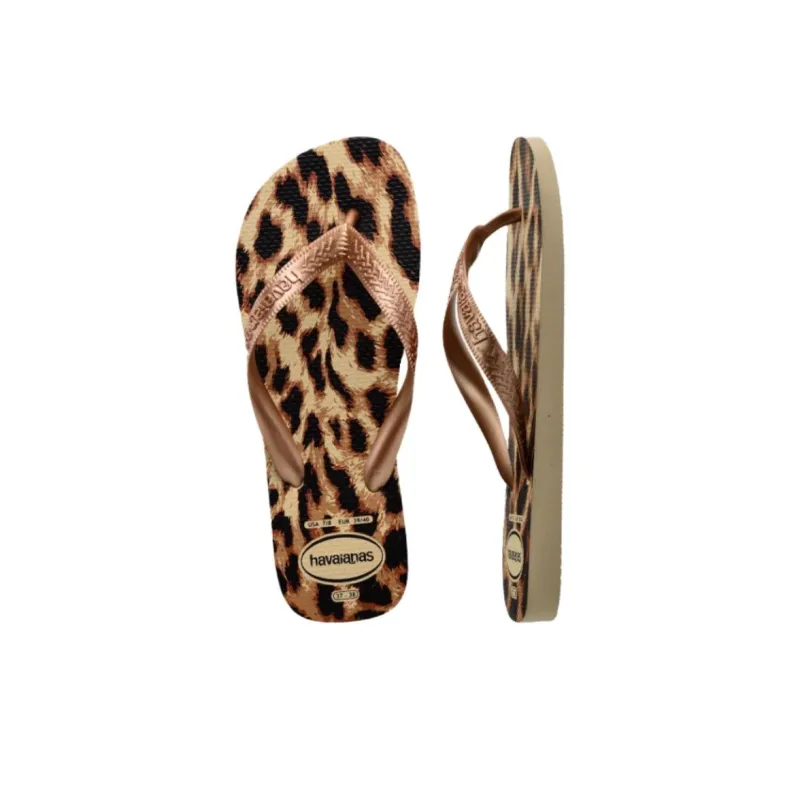 Havaianas Rubber Sole Abrasion Resistant Flip Flops Women's Leopard Print-5
