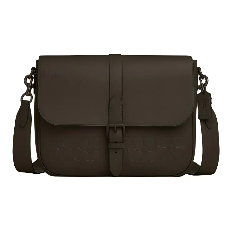 COACH WARNER Cow Leather Messenger Bag, Shoulder Bag Tubas Men's Olive Green-0