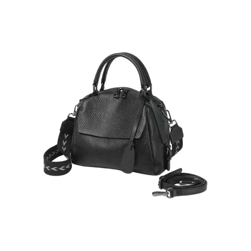 DIFENISE Top Grain Cow Leather Crossbody One Shoulder Handbag Women's Black