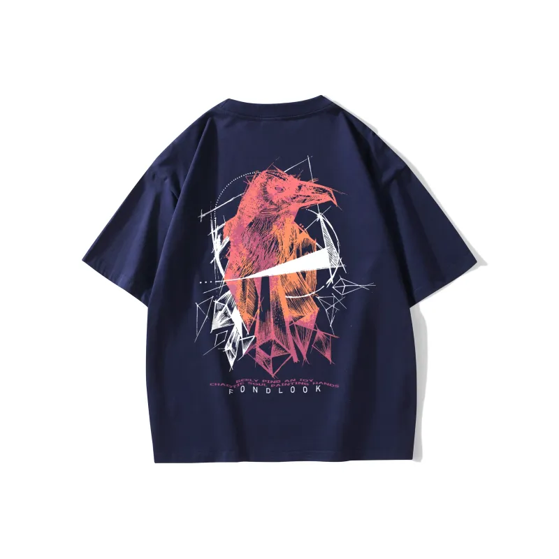 FONDLOOK T Shirts Unisex Navy Blue-0