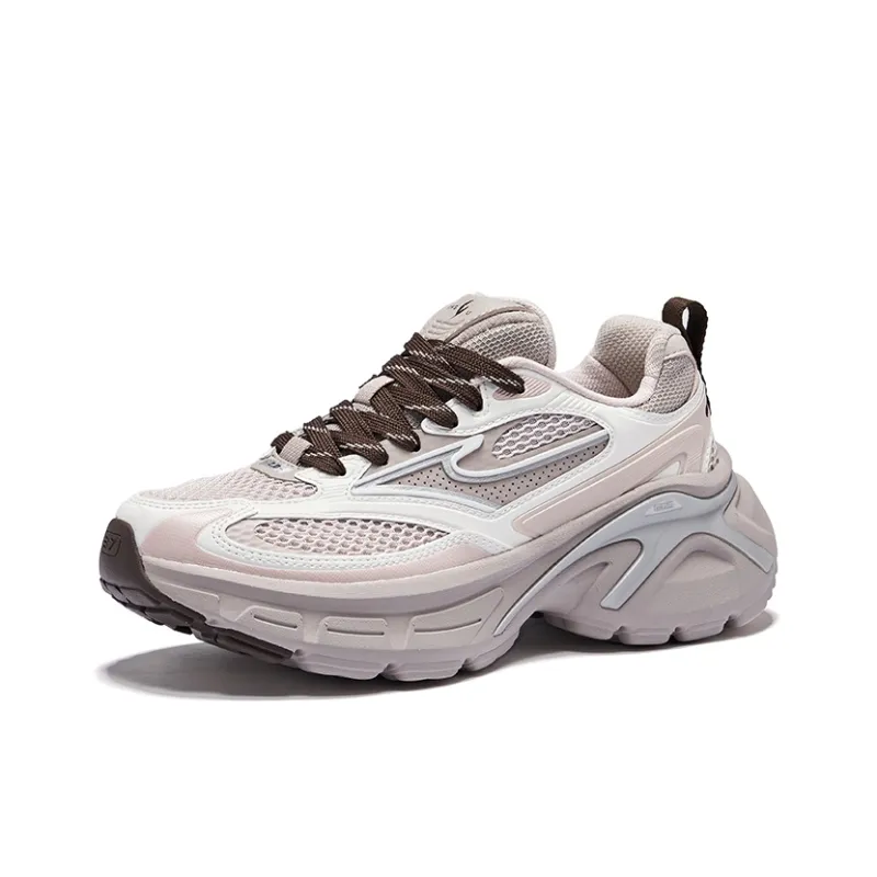 Erke Hongyu 2.0 Breathable And Wear resistant Low Top Chunky Sneakers Women's Painted Gray Pearl Milk Tea-2