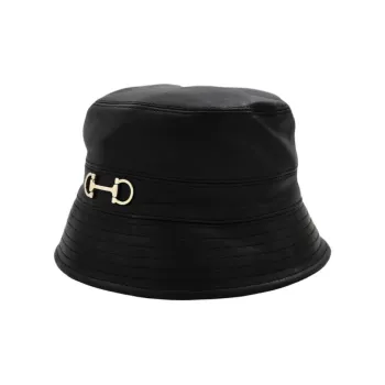 FERRAGAMO Leather Bucket Hats Women's Black