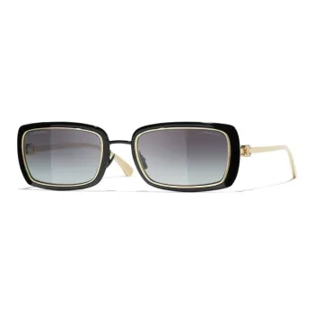 CHANEL Metal Square Sunglasses Unisex Gold