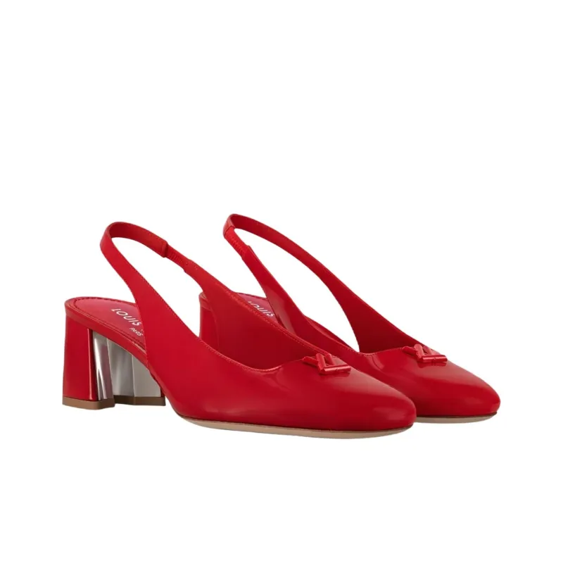 LOUIS VUITTON Swing Chunky Heel High Heels 5.5cm Women's Red-2