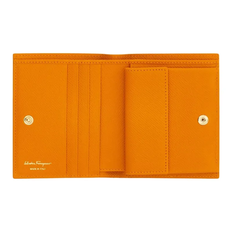 FERRAGAMO GANCINI Calfskin Wallet Women's Ginger Yellow-3