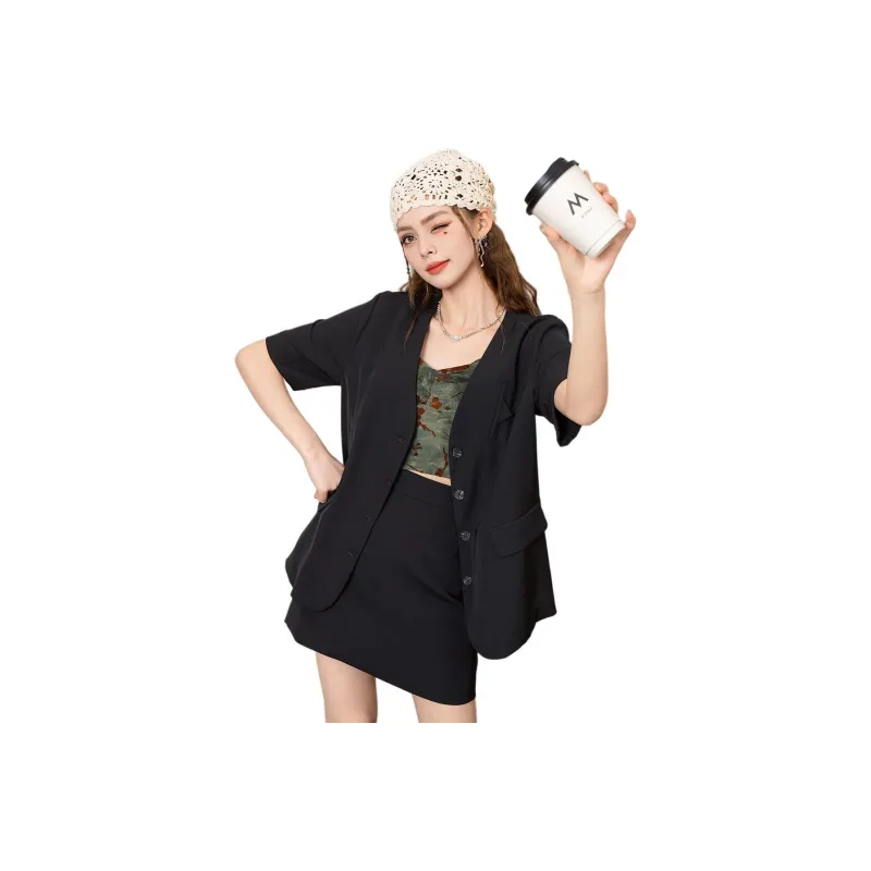 FAWENXIANGZI Two Piece Skirt Sets Women's-0