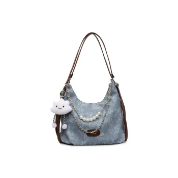 Bueno PU Shoulder Bag Backpack Women's Blue/Black/Ecru