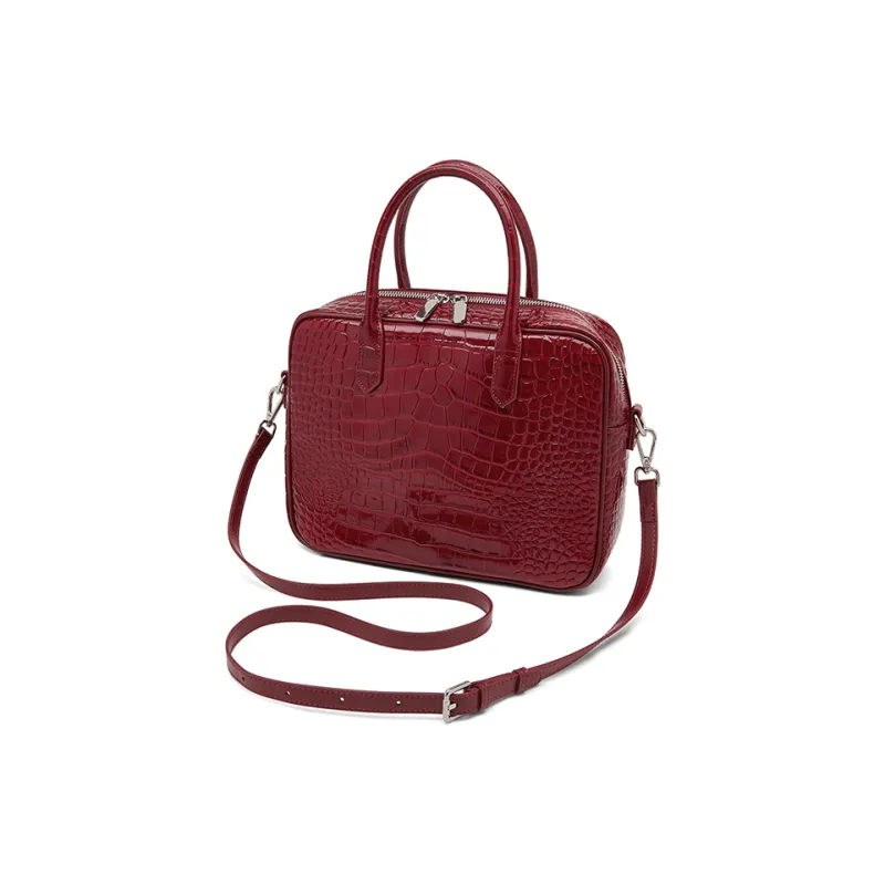 Old Man's Head Cow Leather Handbag Regular Women's Black/Red/Brown-17
