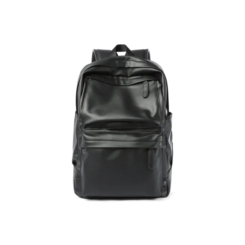 SEPTWOLVES Artificial Leather Backpack University Student Backpack Commute Travel Bag Women's QPL Men's Black-3