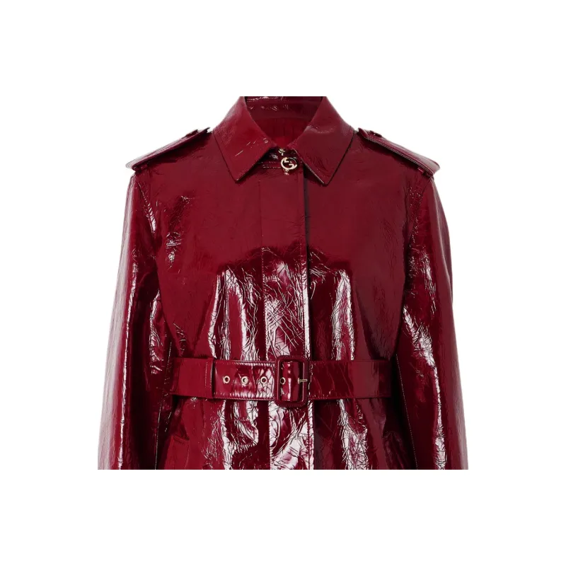 GUCCI Leather Jacket Women's Red-1