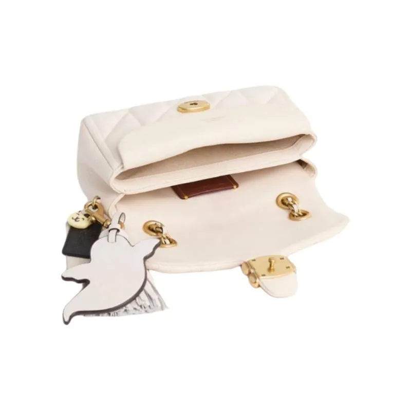 COACH Tabby Nappa Leather Shoulder Bag Medium Size Unisex Chalk-2