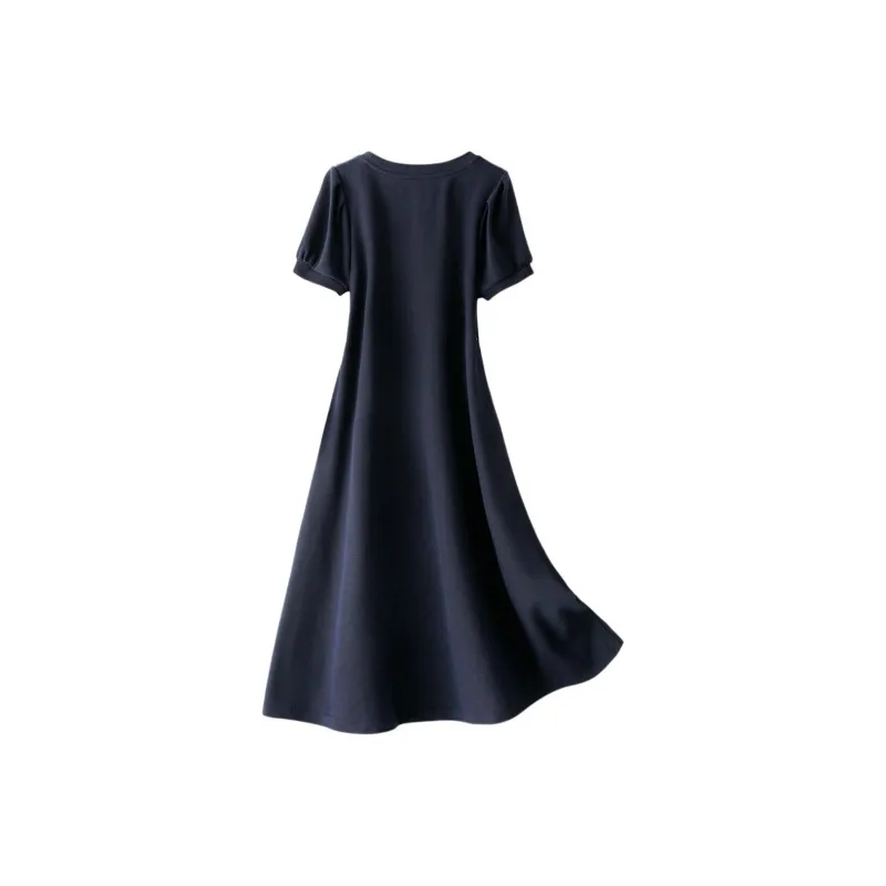 IHIMI Short Sleeved Dress Women's Navy Blue-1