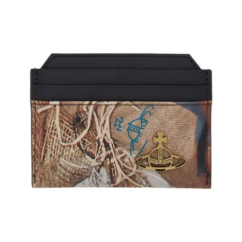 Vivienne Westwood Grain Faux Leather Card Holder Men's Brown & Black