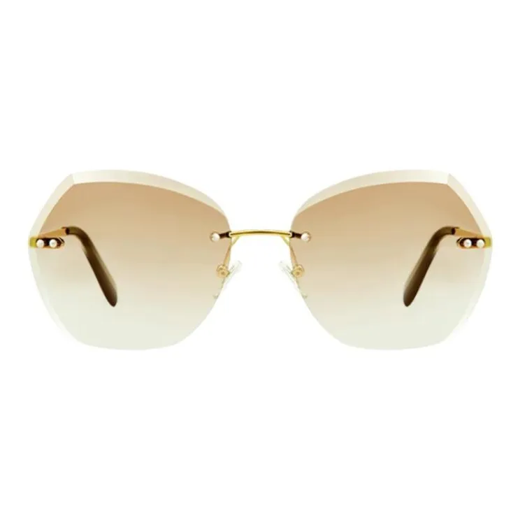 VEGOOS Metal Irregular Shape Sunglasses Women's Gold-1