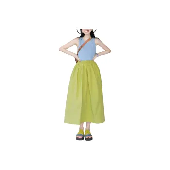 Wbwq Casual Long Skirts Women's Lime Green