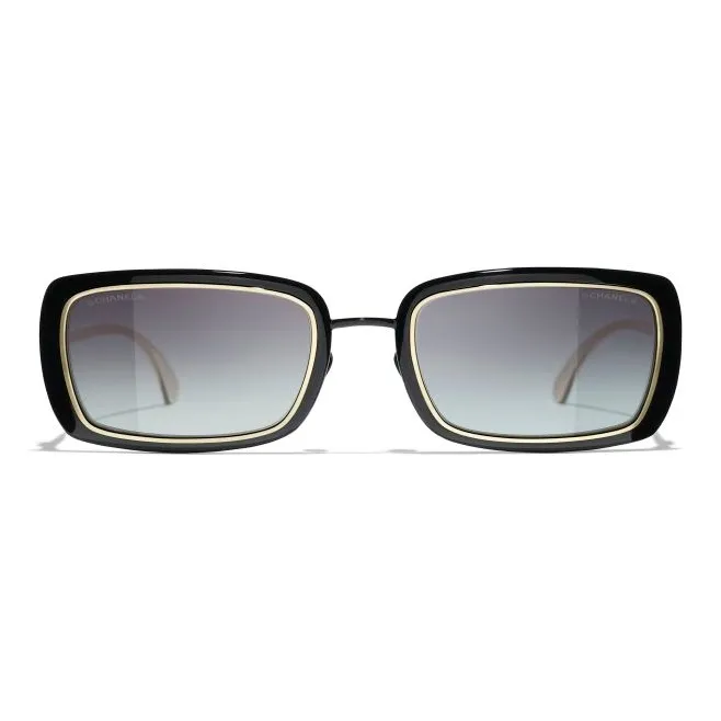 CHANEL Metal Square Sunglasses Unisex Gold-1